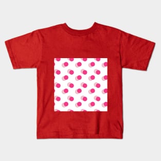 Geometric shapes, circles, balls, dotts, pink, red, molecules, geometry, polka, ornament, seamless,  repeat, Kids T-Shirt